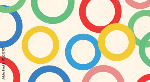 Bright abstract geometric background with colorful overlapping circles in a playful, modern design, perfect for creative projects and digital art