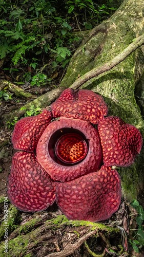 Rafflesia flower blossom in Tropical Sumatra Forest, Indonesia, part 1