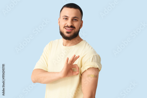Young man with applied medi...