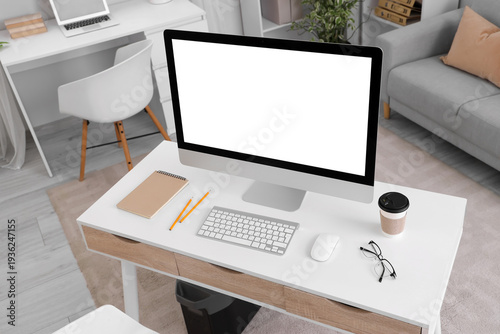 Blank computer monitor with...