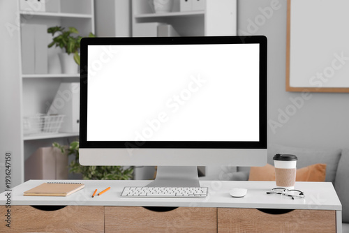 Blank computer monitor with...