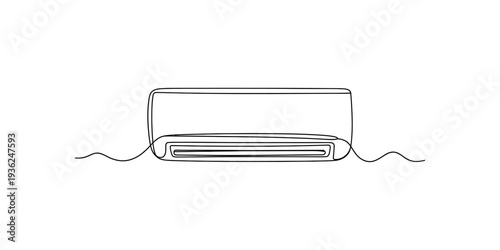 A simple black and white line drawing depicting a rectangular barge or boat floating on water. Vector, illustration