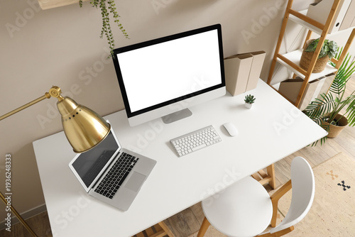 Blank computer monitor with...