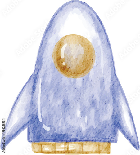 children's style watercolor rocket hand drawn illustration
