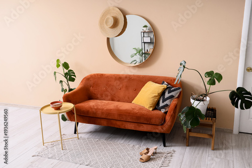 Comfortable brown sofa, hou...