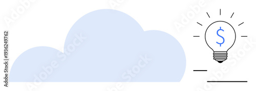 Technology, finance, innovation, cloud computing, ideas, business growth. A lightbulb with a dollar symbol next to a cloud icon. Cloud computing and finance innovation concept