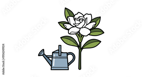 Flower with watering can