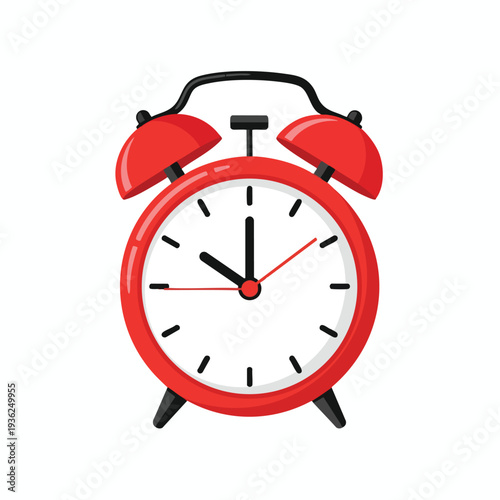 Vintage Red Alarm Clock on White Background for Time Management and Productivity Concepts