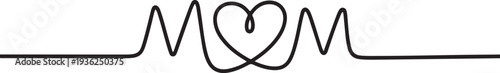 Mom heart heartbeat line art continuous one line drawing mother love symbol gift idea motherhood relationship celebration graphic