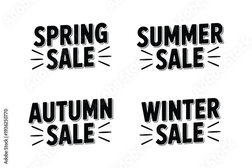 Sale vector icons for spring, summer, autumn, and winter seasons