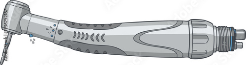 Close-up studio shot of a modern dental handpiece with intricate detailing on its ergonomic grip and precise mechanisms, highlighting its advanced dental technology
