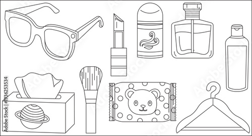 Everyday Beauty Accessories Essentials Icon Collection Set Personal Items Objects Vector