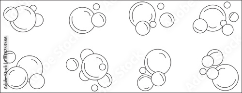 Set of Bubbles Icon Symbol Design Elements Black Line Art Flat Vector