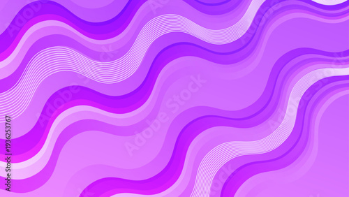 Royal purple and lilac gradient background with flowing waves and decorative white lines