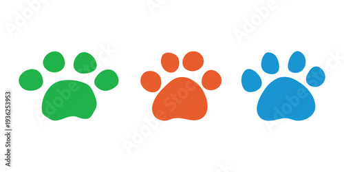 Set of hand drawn cute cat's paw Cat, dog, animal, pet, puppy, bear, wolf, tiger paw clipart in doodle style For print, web, design, decor, greeting cards, children's prints