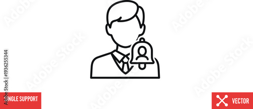 Male support specialist receives notification alert for client assistance