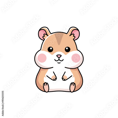 Cute Hamster Cartoon Character, Adorable Rodent, Kawaii Pet Illustration