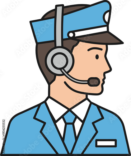 Uniformed dispatcher coordinates operations using radio communication headset