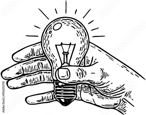 Hand holding a glowing lightbulb symbolizing innovation and creativity from a unique perspective