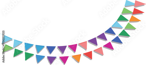 Colorful Triangle Bunting Banner Garland with Bright Pennant Flags for Party Decoration, Birthday Celebration and Festive Event Design