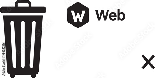 Trash Can and Delete Button Icon Set, Web Interface Elements, Transparent Background