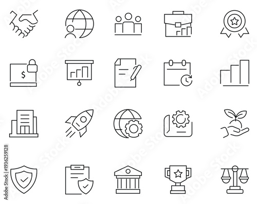 Business and Finance Line Icon Set. Contains such icons as People, Money, Bank, Savings. Vector illustration stock illustration
Finance, Banking, Briefcase, Business, Business Finance and Industry