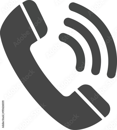 Black Phone Call Icon with Signal Waves Isolated on White Background for Communication Apps
