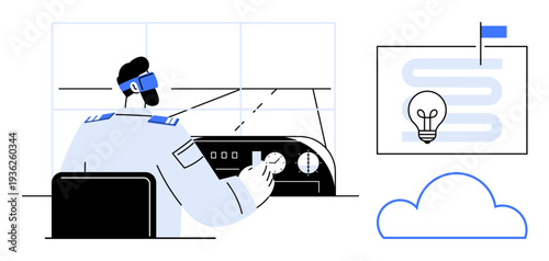 Air traffic control concept. Air traffic control monitoring and communication for aviation safety and precise navigation. Air traffic control enabling seamless flight operations. Aviation