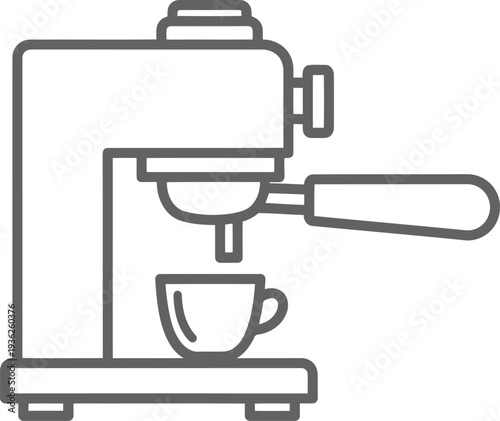 Minimalist Line Art Espresso Machine Icon for Coffee Shop and Cafe Branding