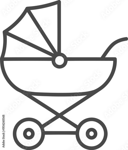 Minimalist Baby Stroller Icon Isolated on White Background for Parenting and Childcare Design