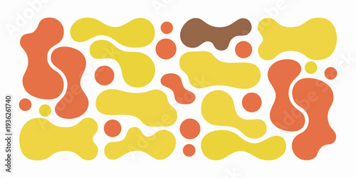 Abstract pattern of colorful amoeba like shapes on a white background