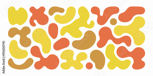 Abstract arrangement of organic colorful shapes in warm tones