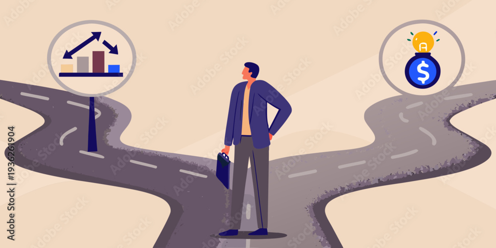 Ταπετσαρία Man at a crossroads choosing between home and financial gain