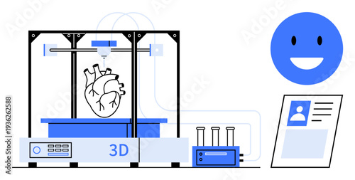 3D printing innovations. 3D printing in medicine for creating intricate biological models thumbs up a heart. 3D printing reshapes healthcare and technology. For healthcare, biomaterials, innovation