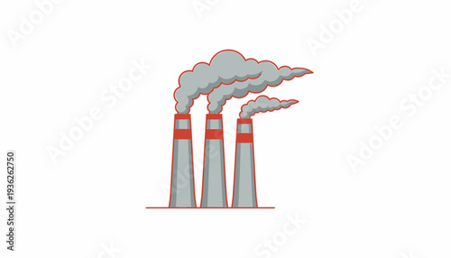 Industrial factory chimneys with smoke emission vector illustration