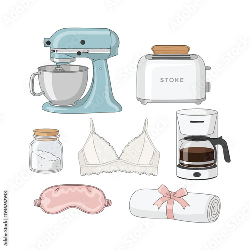 Assorted Kitchen Appliances and Baking Tools for Culinary Creativity