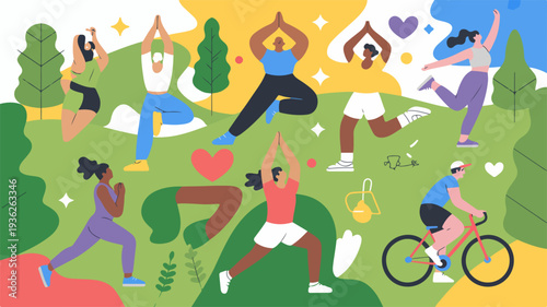 People Engaging in Outdoor Fitness Activities