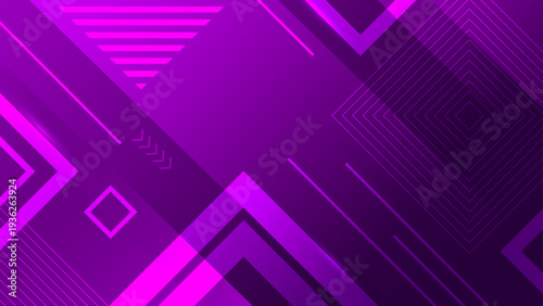 Stylish purple and magenta abstract background with neon geometric shapes diagonal lines and professional layered gradient effects