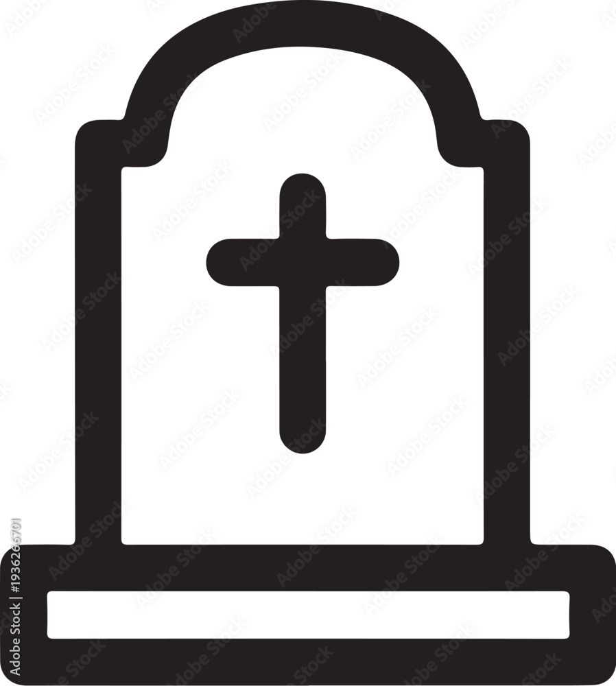 Obraz premium Black tombstone icon vector