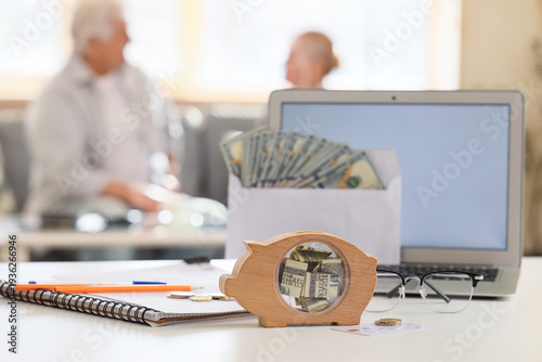 Piggy bank with refund mone...