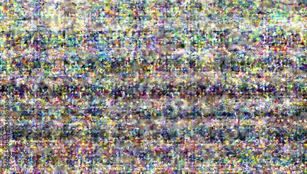 Fototapeta premium A colorful, abstract image filled with vibrant patterns and textures, creating a visually dynamic and chaotic appearance.