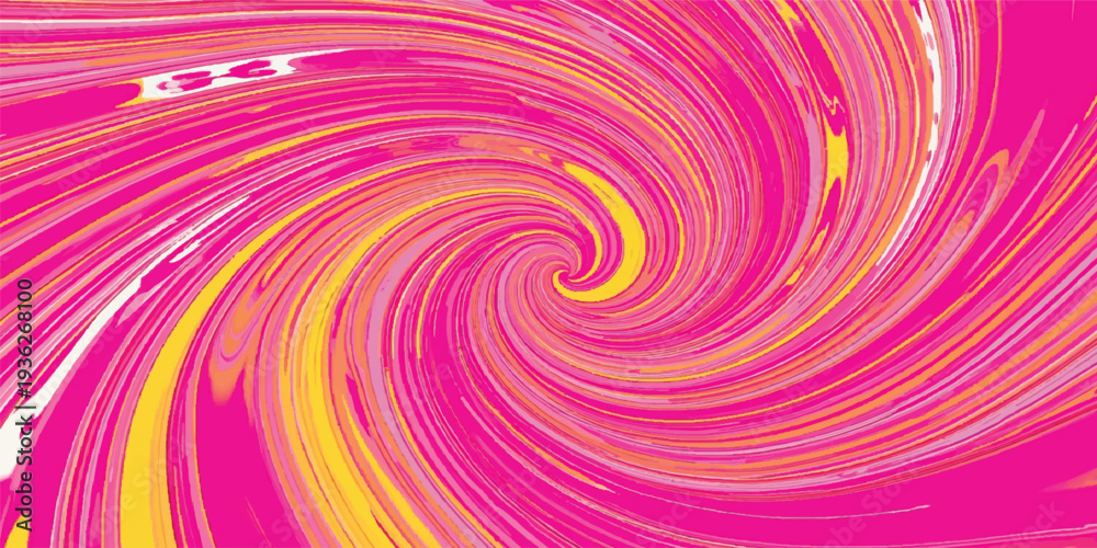 Obraz premium An abstract pink background features a digital art design with a colorful purple swirl and spiral motion, creating a fractal wave pattern on a textured round vortex backdrop