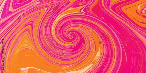 An abstract colorful background of digital fractal art features a purple and pink spiral vortex pattern with a light energy swirl and rainbow wave curves
