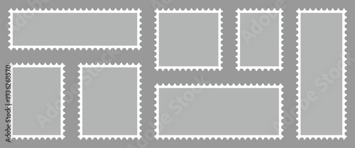 Set of blank rectangle and square postage stamps designed for graphic design, branding, and Used in banners, labels for shipping. Vector illustration.