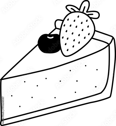Strawberry Shortcake Slice Sweet Bakery Dessert Vector