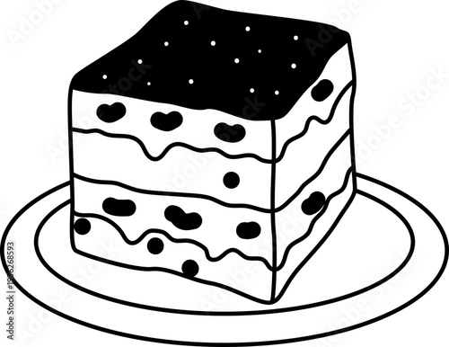 Tiramisu Cake Slice Coffee Flavored Dessert Icon