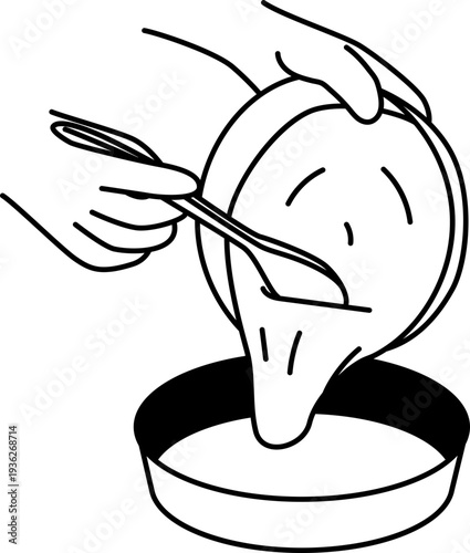 Pouring Cake Batter into Baking Pan Illustration