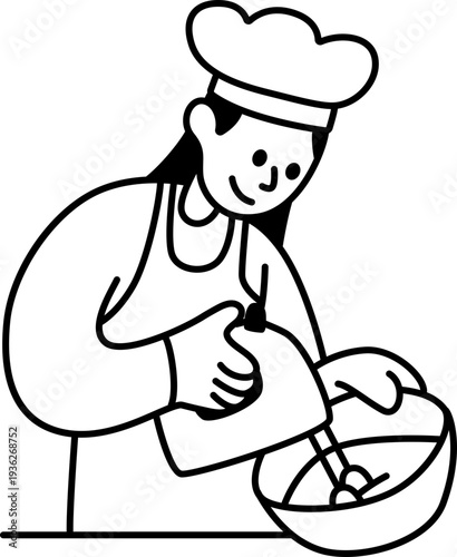 Creative Baker Preparing Pastry Filling for Desserts Illustration