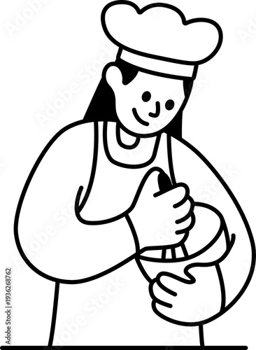 Professional Baker Kneading Dough for Fresh Bread Vector