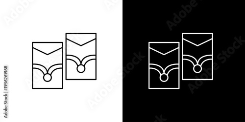 Minimalist line art icon illustration of official uniform shoulder boards, depicting military or executive rank insignia and professional authority, ideal for graphic design assets